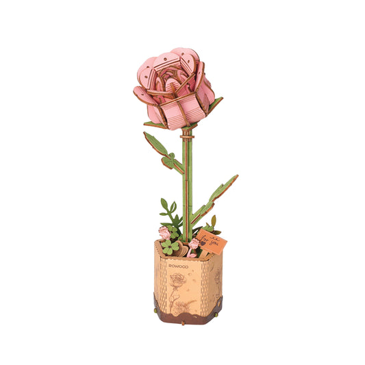 Hands Craft - 3D Wooden Flower Puzzle: Pink Rose