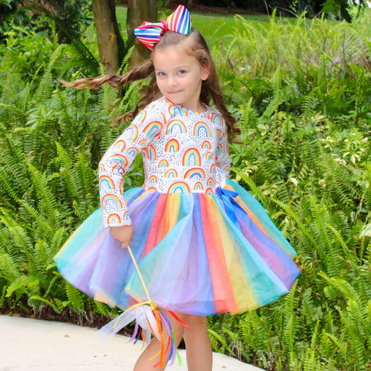 AnnLoren -AnnLoren Girls Boutique Ombre Rainbow Mesh Tulle Party Dress