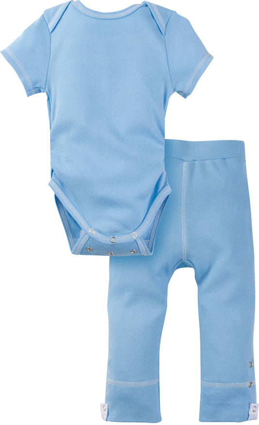 Miracle Blanket - Blue Bodysuit and Solid Blue Pant Outfit - Short Sleeve