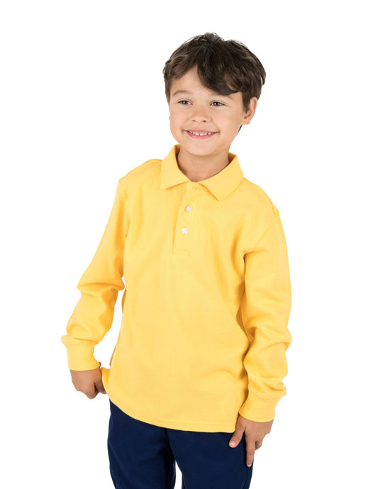 Leveret Pajamas - Kids Boys Long Sleeve Cotton Polo Shirt